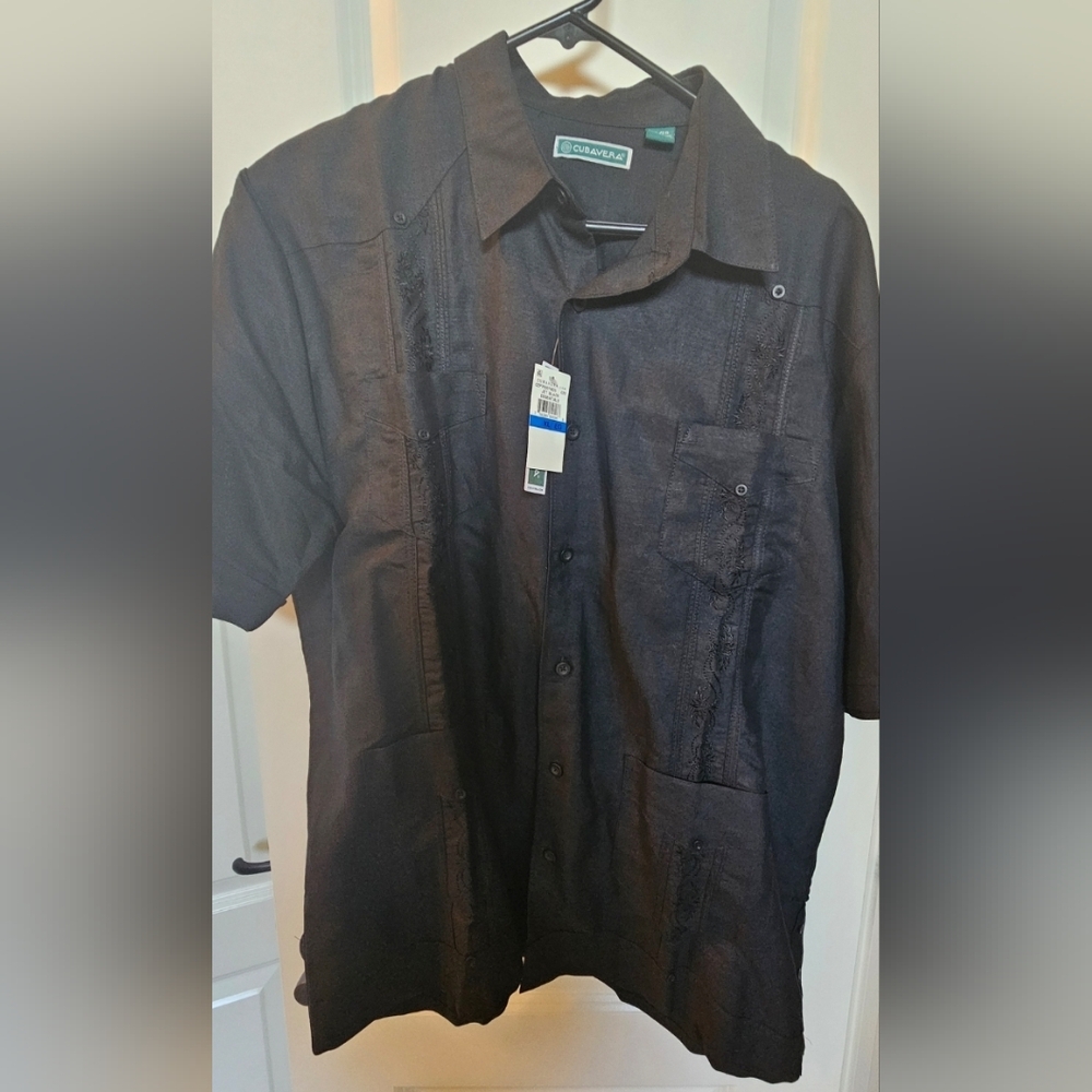 Men's  Black Cuban Style Shirt